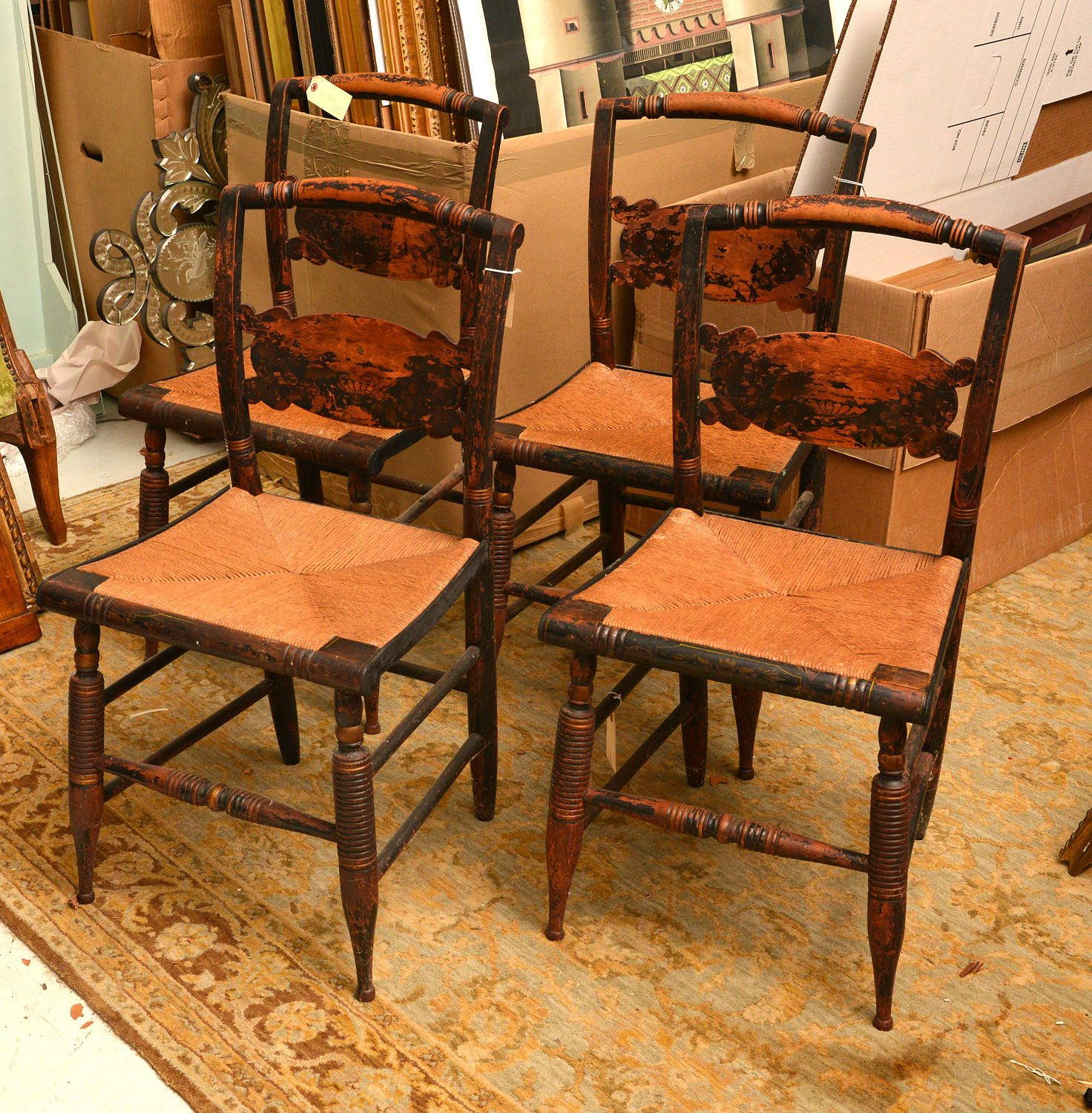 Set 4 Early Hitchcock Chairs Lofty Marketplace
