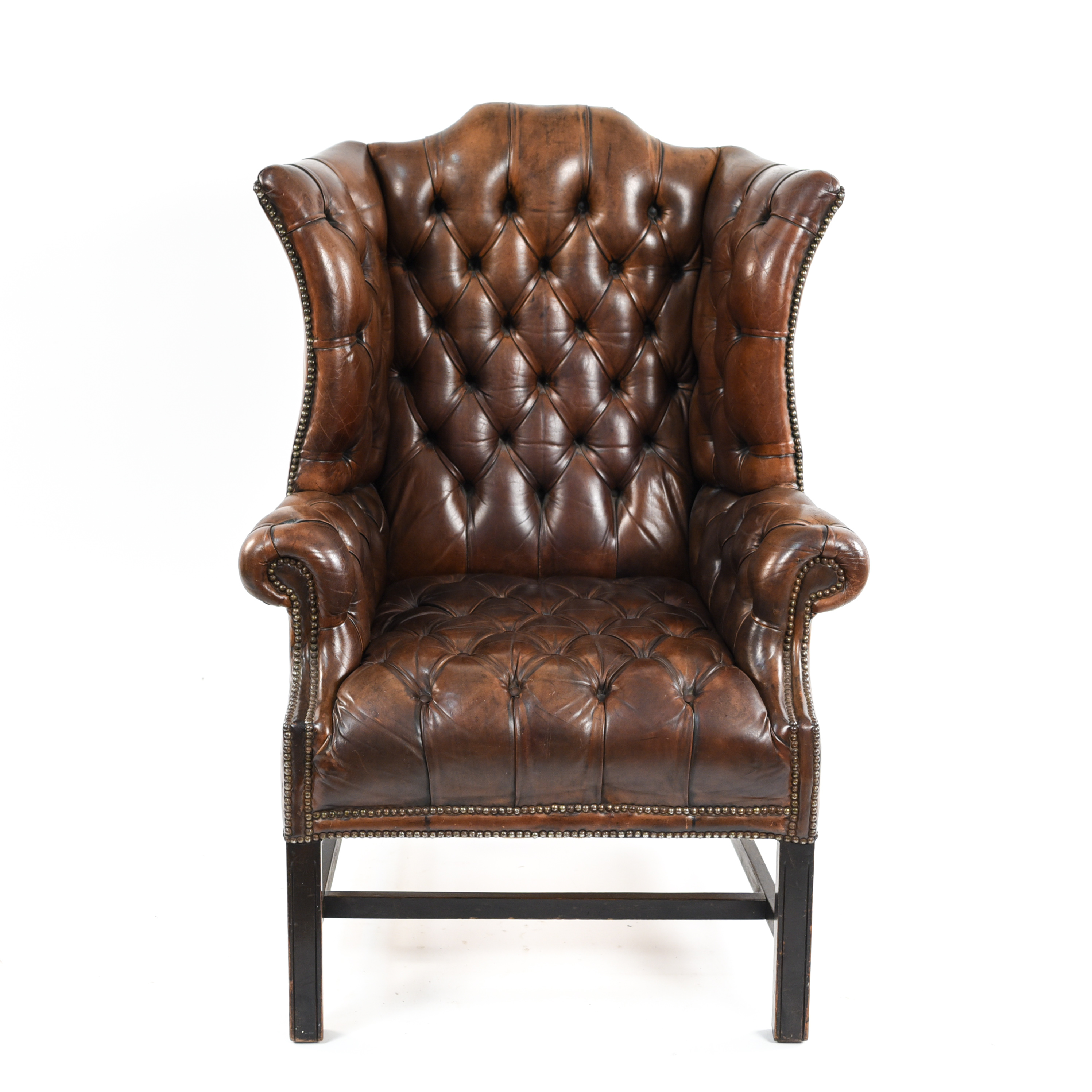 Button Tufted Leather Wing Back Chair Lofty Marketplace
