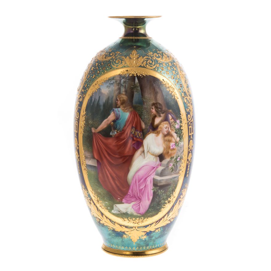 Vienna Lustre Porcelain Paint Decorated Vase