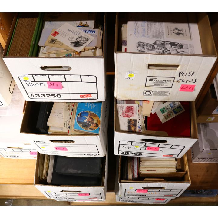 Six boxes of worldwide covers, including Farley issues, commercial and first day covers