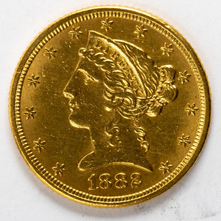 1882 $5 Gold 1/2 Eagle Liberty Head