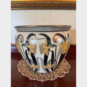 ART NOUVEAU STYLE FLORAL DECORATED JARDINIERE