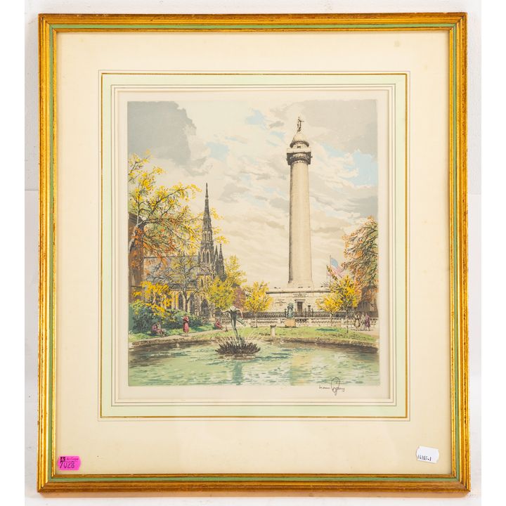 Hans Figura. Mt. Vernon, Baltimore, etching