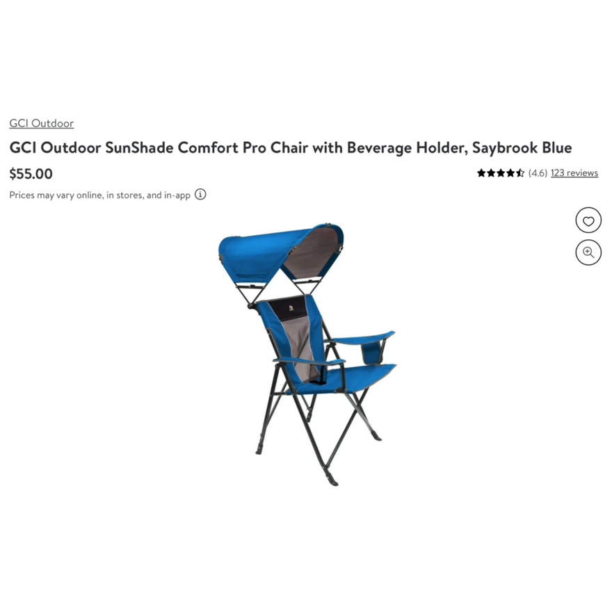 CGI Outdoors SunShade Comfort Pro Chair W/Beverage Holder (Saybrook Blue)