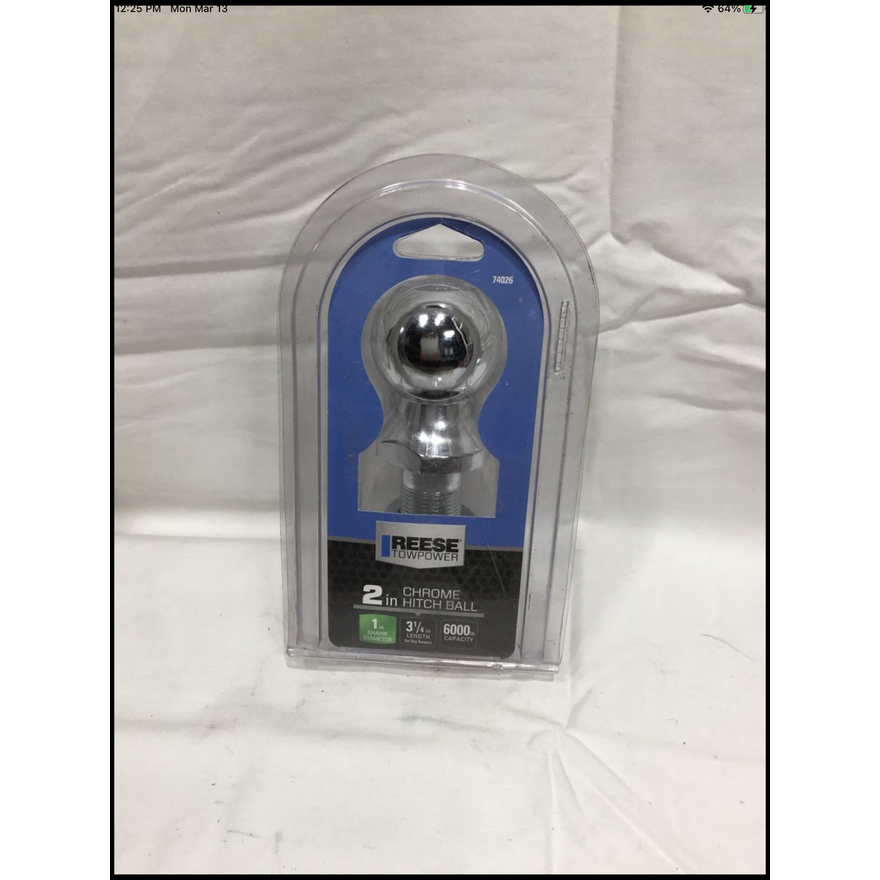 Reese Towpower 2" Chrome Hitch Ball 3-1/4" Length & 6000lb Capacity