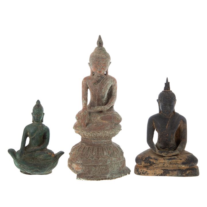 Three Metal Buddha Figures