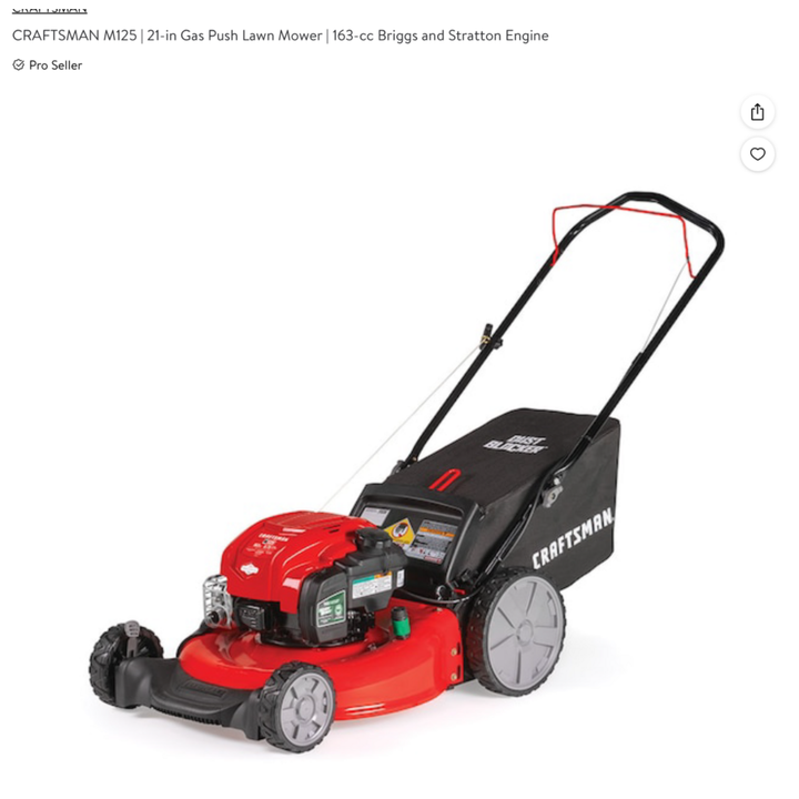 Craftsman M125 21 Inch Gas Push Mower / 163cc Briggs & Stratton Engine In Box - (No Grass Catching Bag)