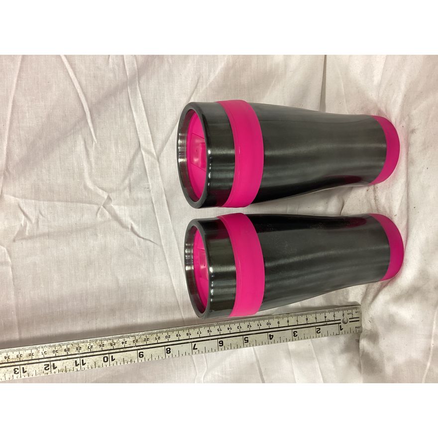 BUYING (2) Stainless Steel & Pink Cups w/ Lids