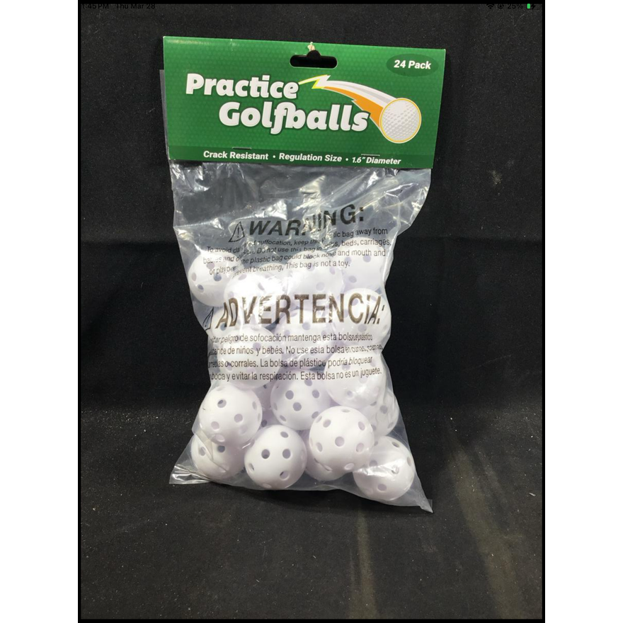 Practice Golfballs 24pk Crack Resistant, Regulation Size 1.6" Diameter