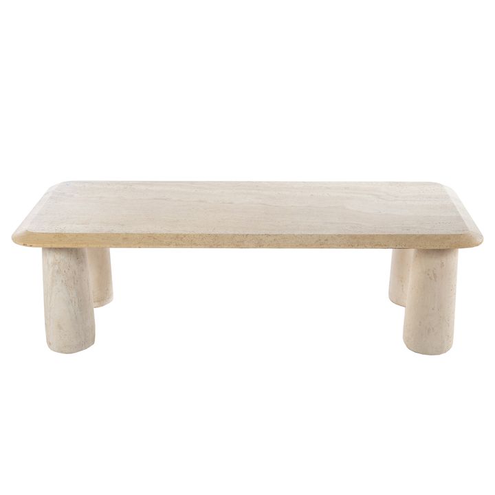Travertine Coffee Table, Attributed Mario Bellini