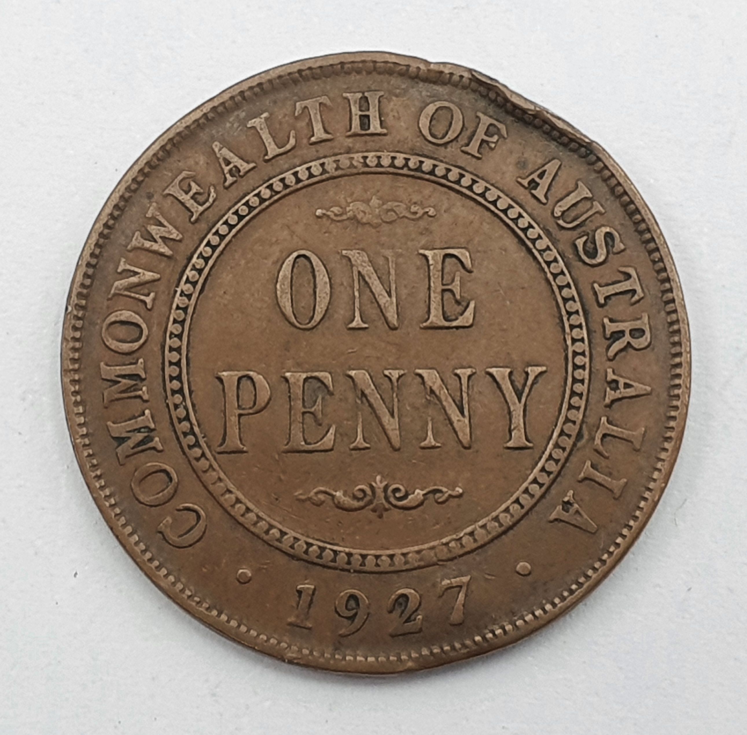 An Australian 1927 'Indian Die' Penny