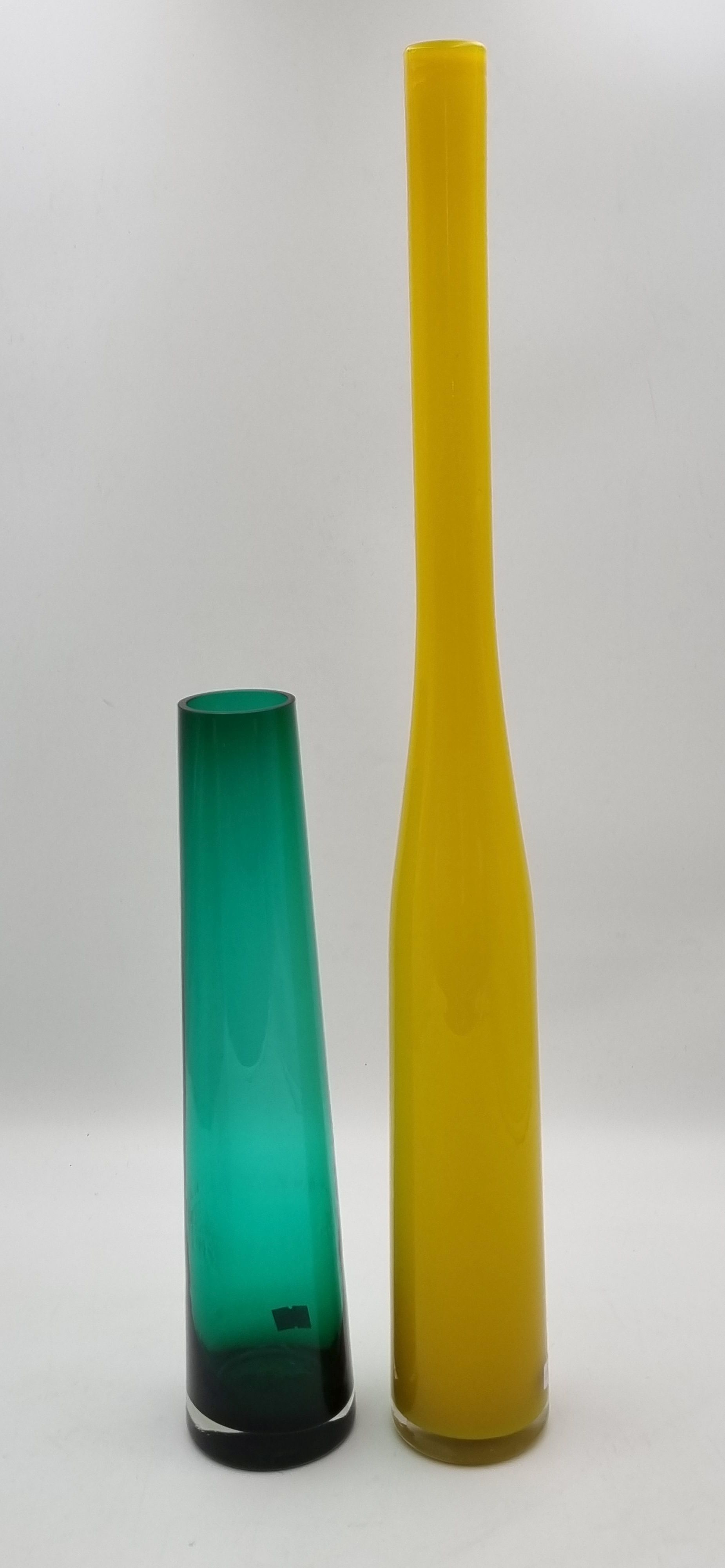 656 · TWO SLIM GLASS VASES