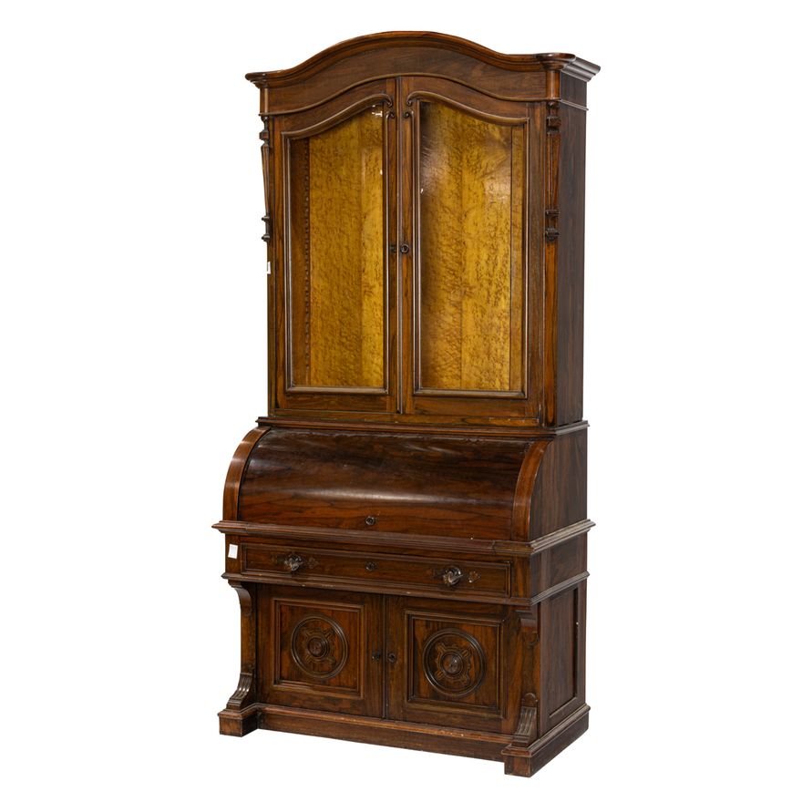 An American Victorian rosewood secretary bookcase, New York, circa 1860