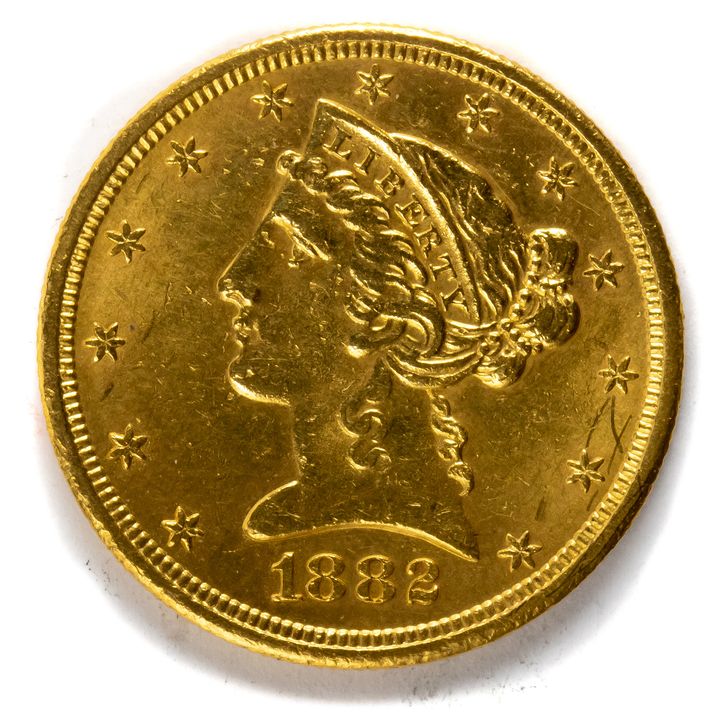 1882S $5 Gold 1/2 Eagle Liberty Head