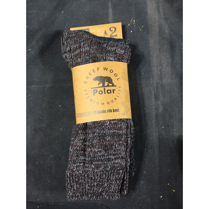 Polar Sheep Wool Premium Quality 2pk Socks Size 10-13 (Brown & Grey)