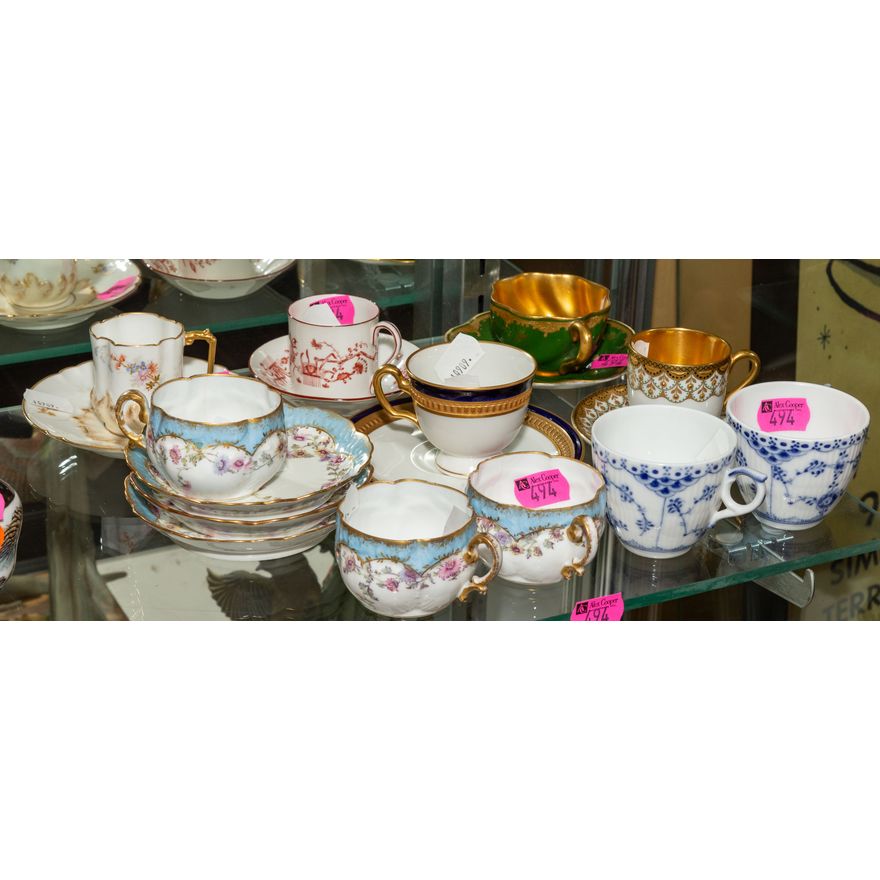 10 Assorted Continental Teacups & Saucers