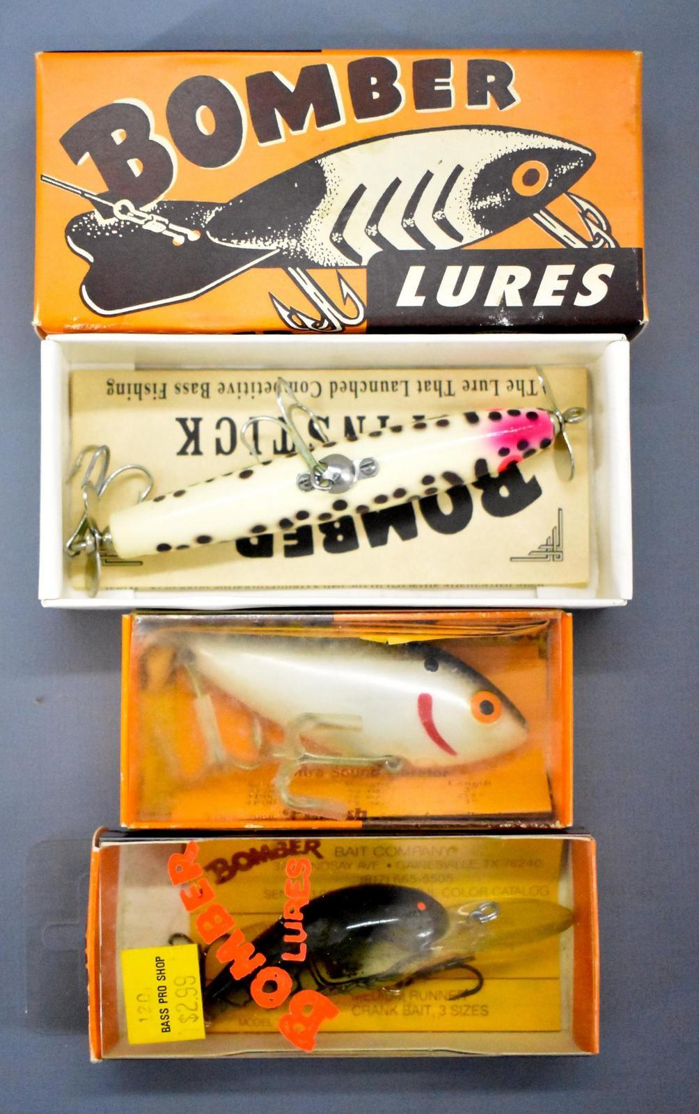 Three Bomber plastic fishing lures new in original boxes