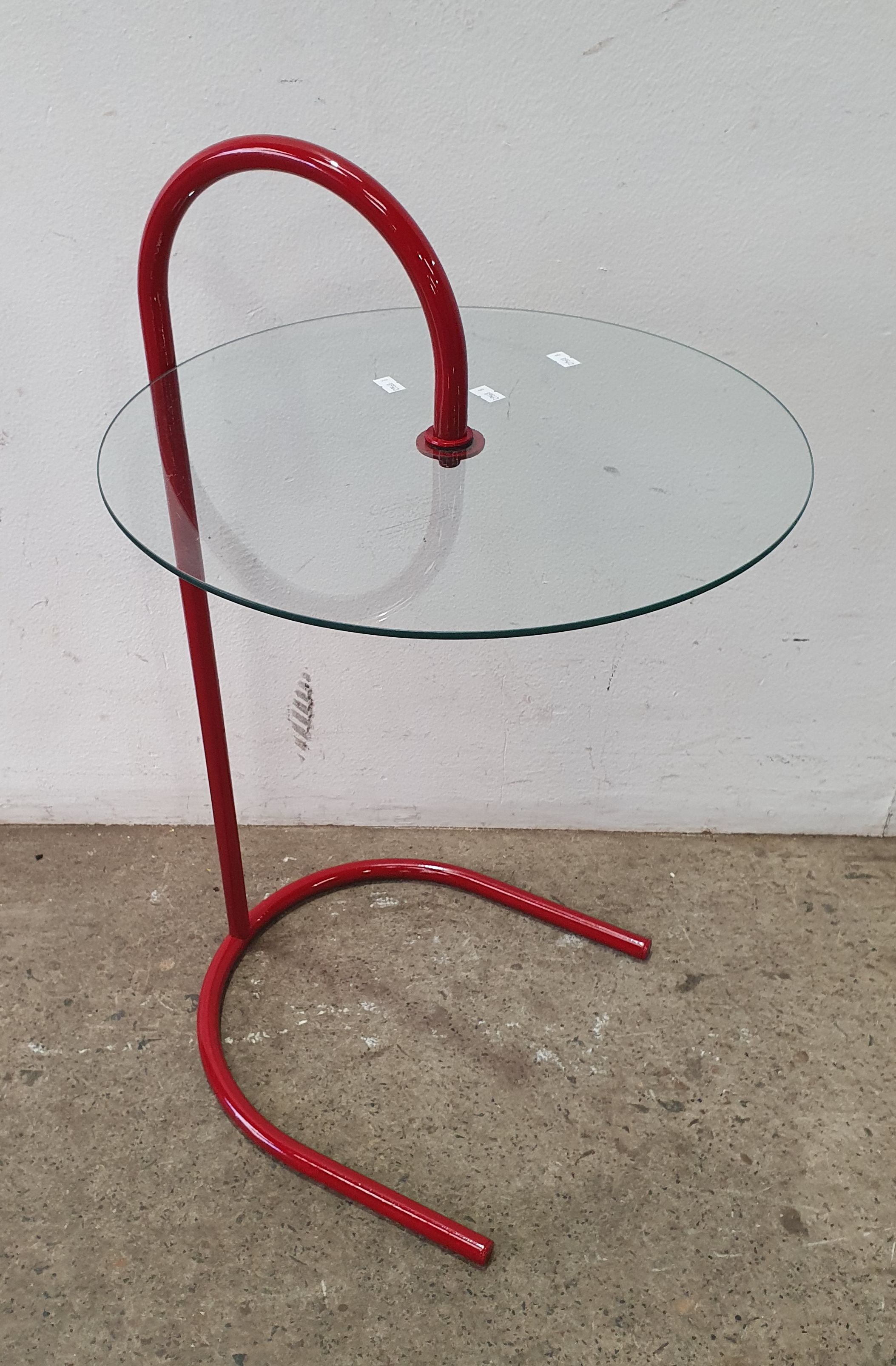 A Red And Glass Side Table