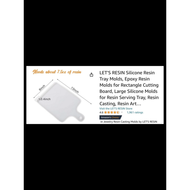 Let's Resin Silicone Tray Mold For Rectangle Cutting Board 13'' L x 8'' W x 0.4'' H
