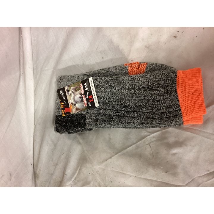 Winter Socks (2.8 Tog Rating) Shoe Size 10-13 (Grey & Orange)
