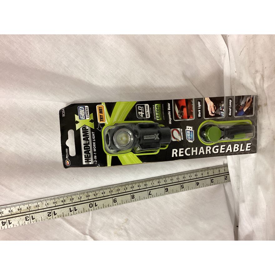 Performance Tool Rechargeable Headlamp X 2-In-1 Work Light- 600 Lumens, Batteries Included