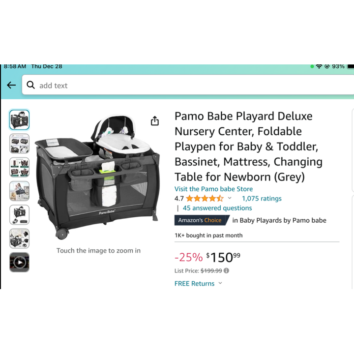 Pamo Babe Foldable PlayPen (grey) w/ Changing Table