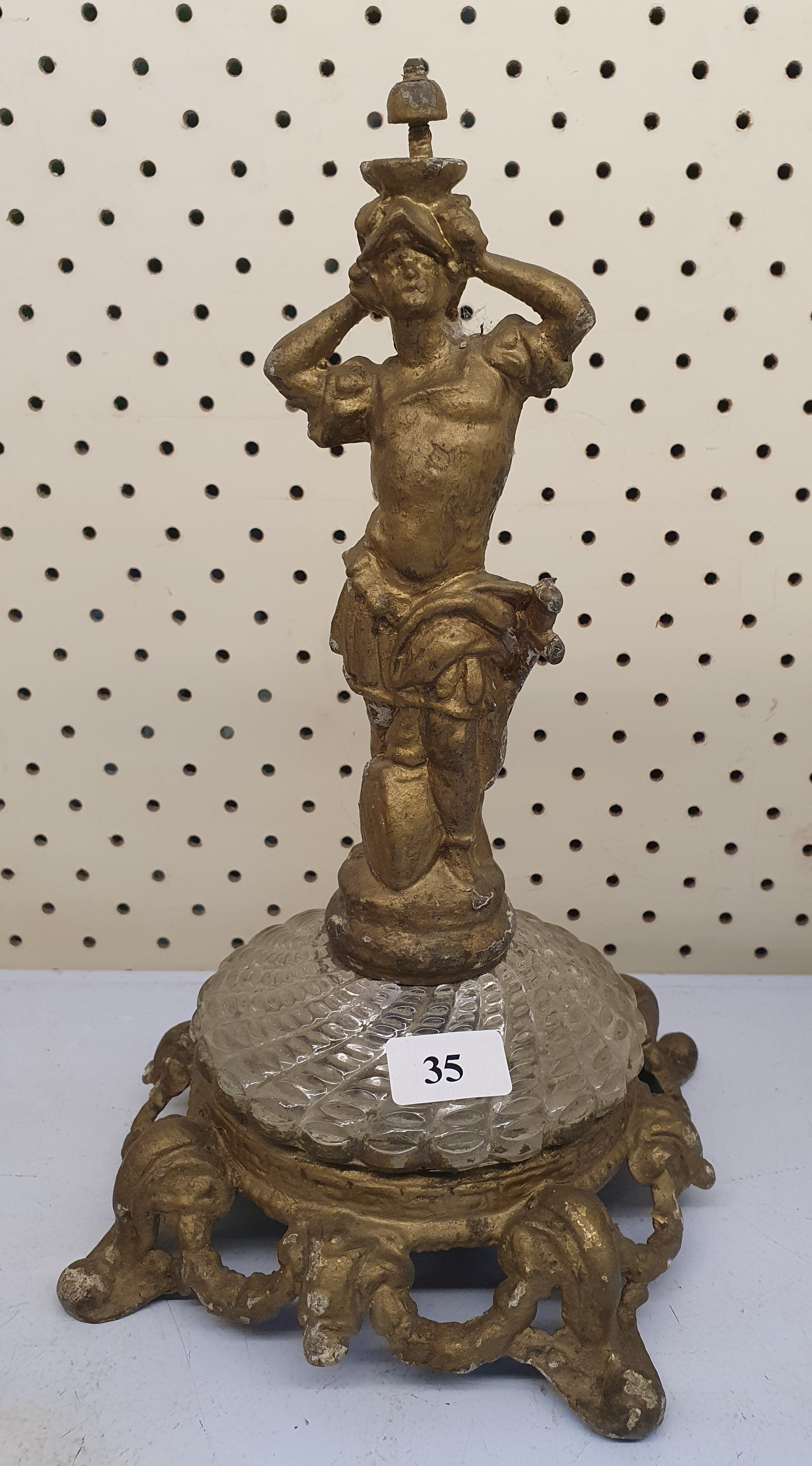 35 · A VINTAGE ITALIAN GLASS AND GILT METAL STAND