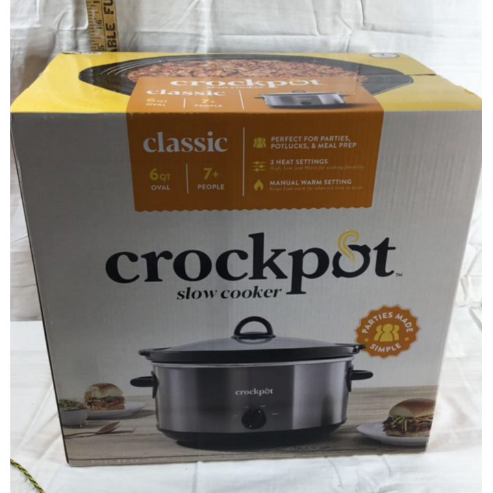 Crockpot Slow Cooker Classic Oval 6 Quart Cooker