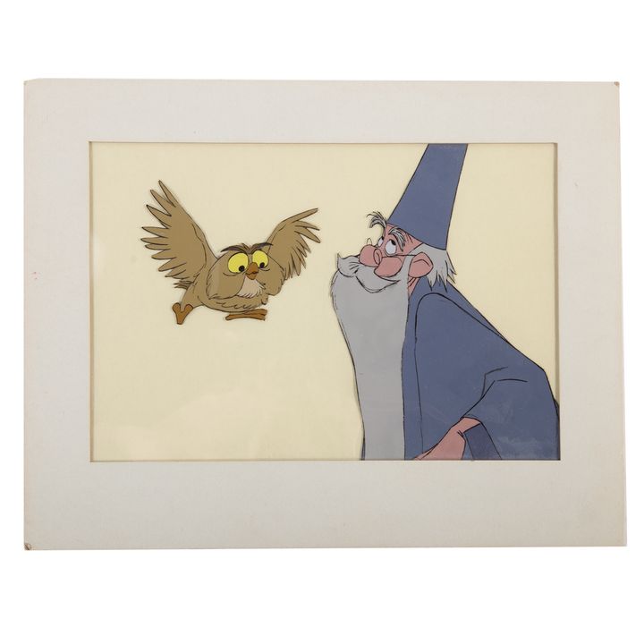 Disney animation cel "Merlin and Archimedes"