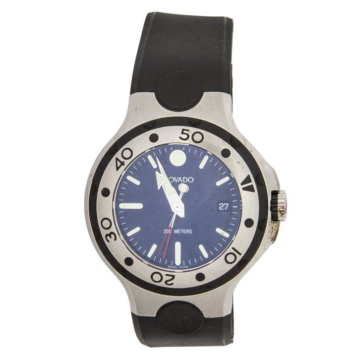A Movado, stainless steel wristwatch