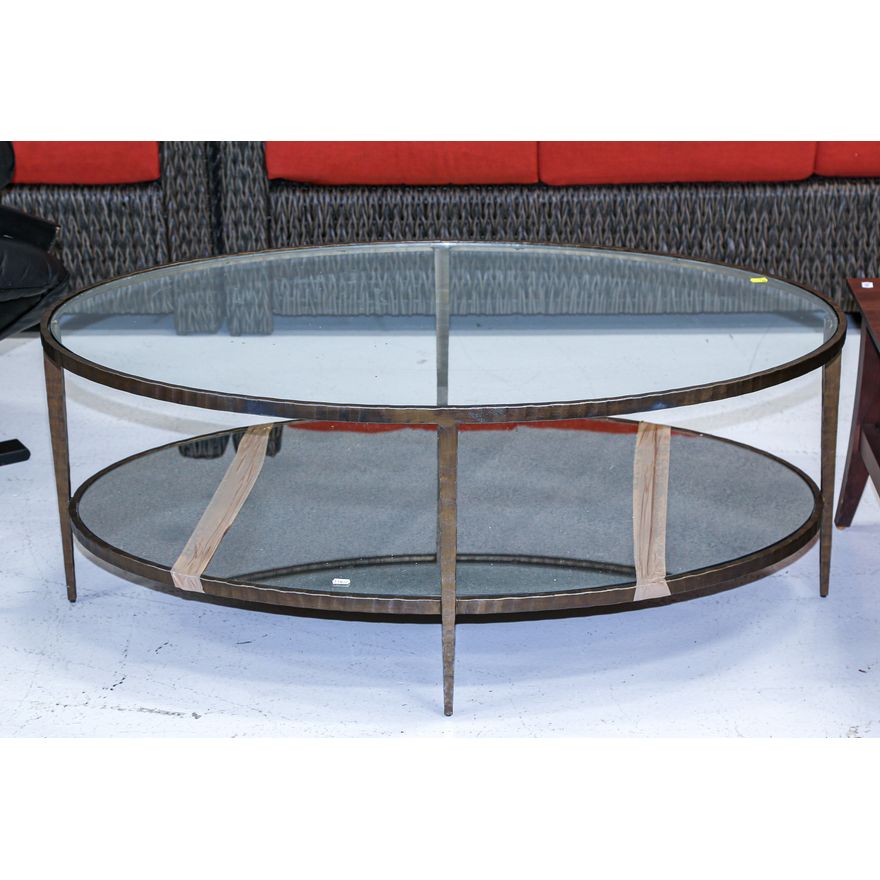 Brutalist Two-Tier Iron & Glass Coffee Table