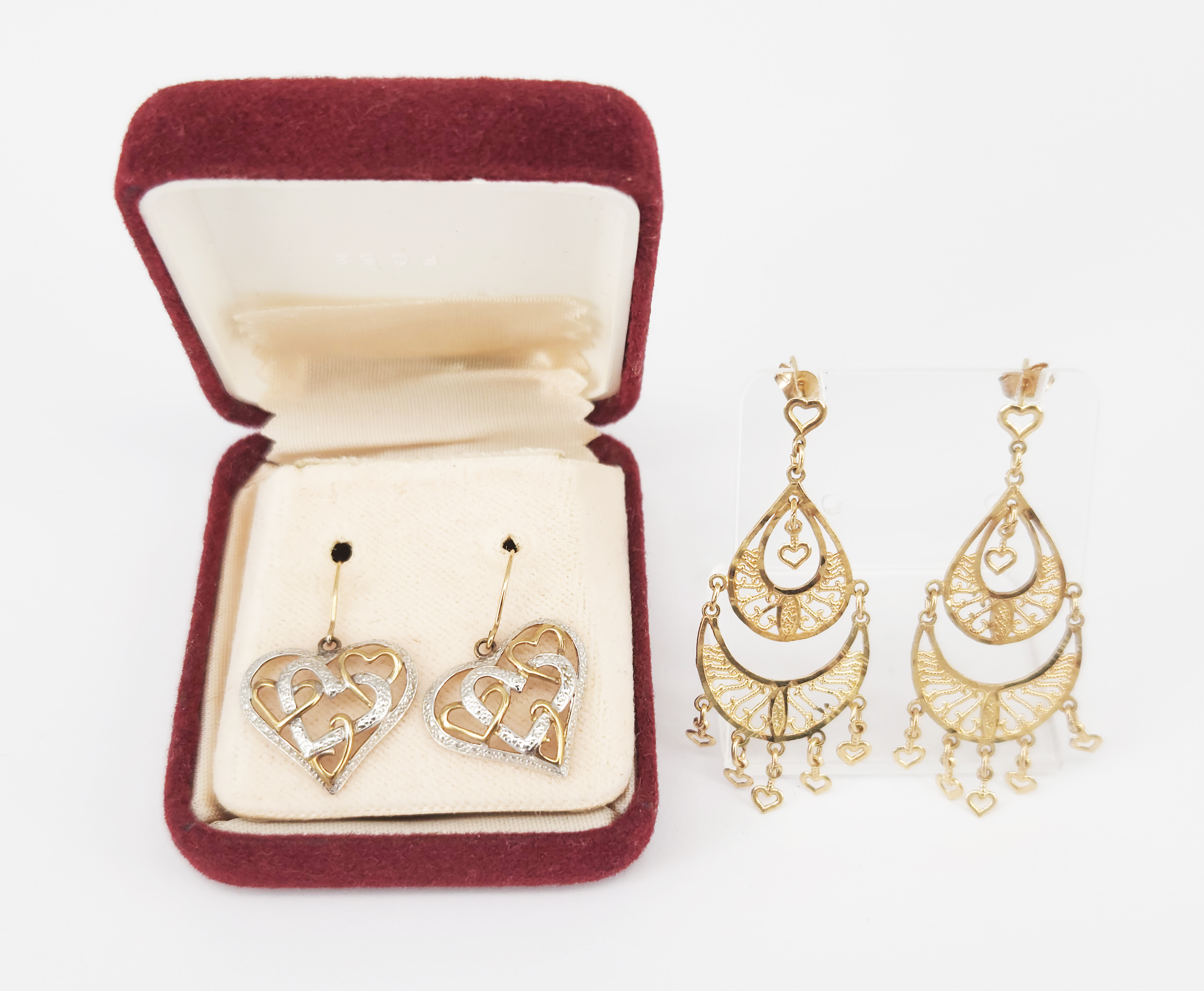 Two Pairs Of Gold Drop Earrings