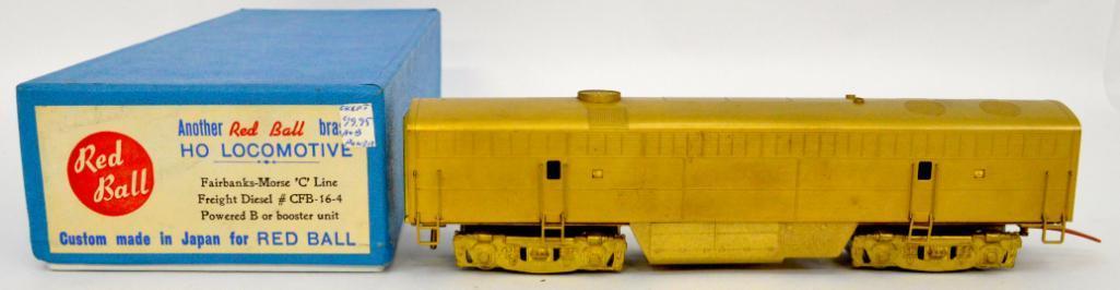 Red Ball HO brass Fairbanks Morse C line freight #CFB-16-4 powered B unit  in OB