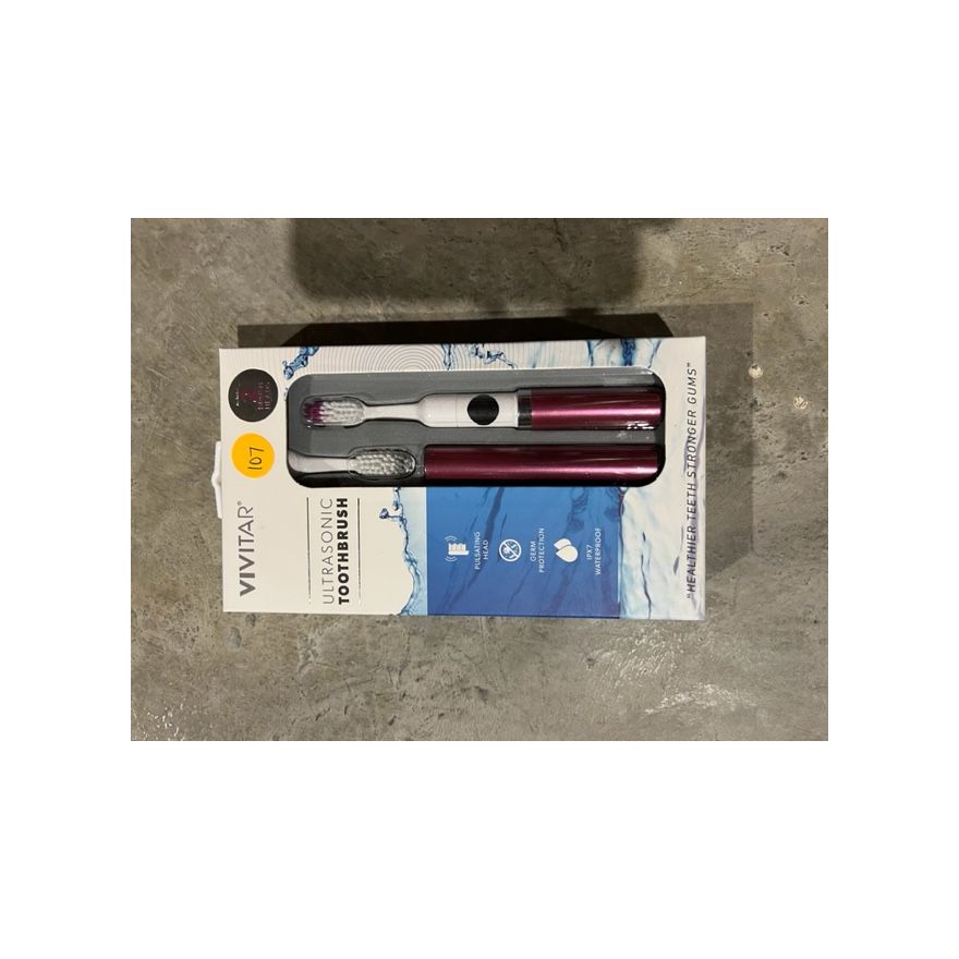 Vivitar UltraSonic 2-Brush Heads Toothbrush- Maroon