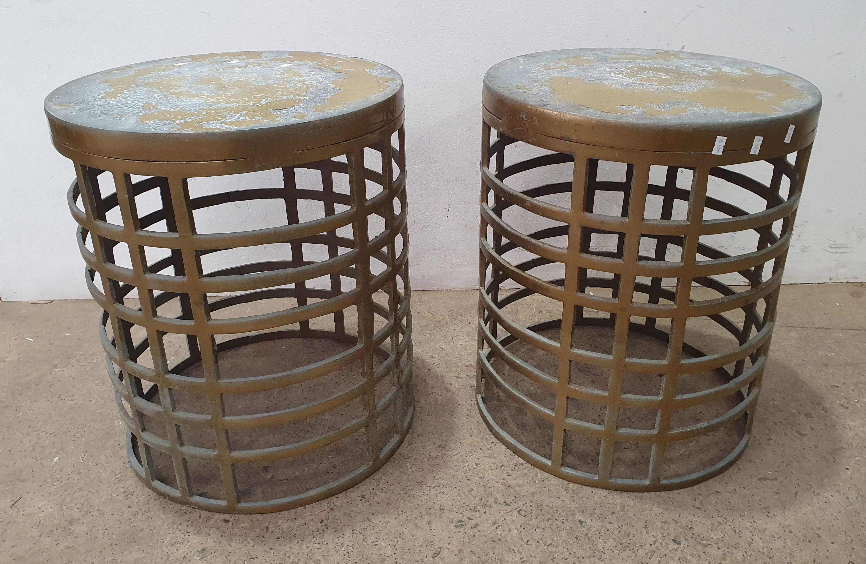 A Pair Of Metal Stools/Bins
