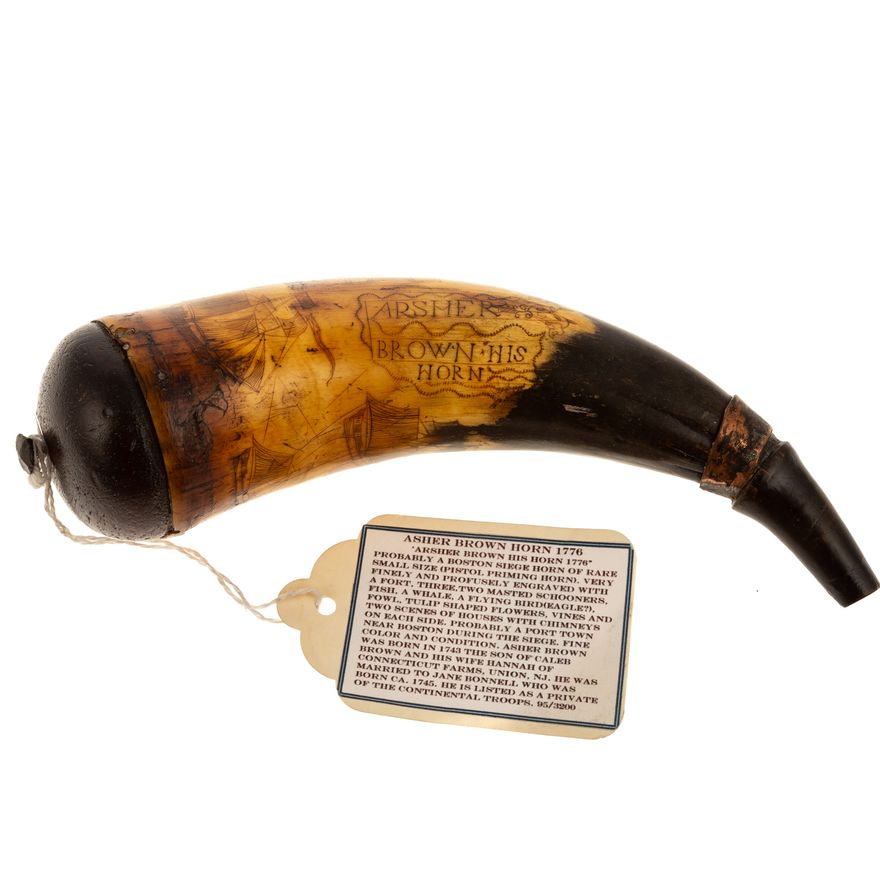 American Engraved Powder Horn, New Jersey, 1776