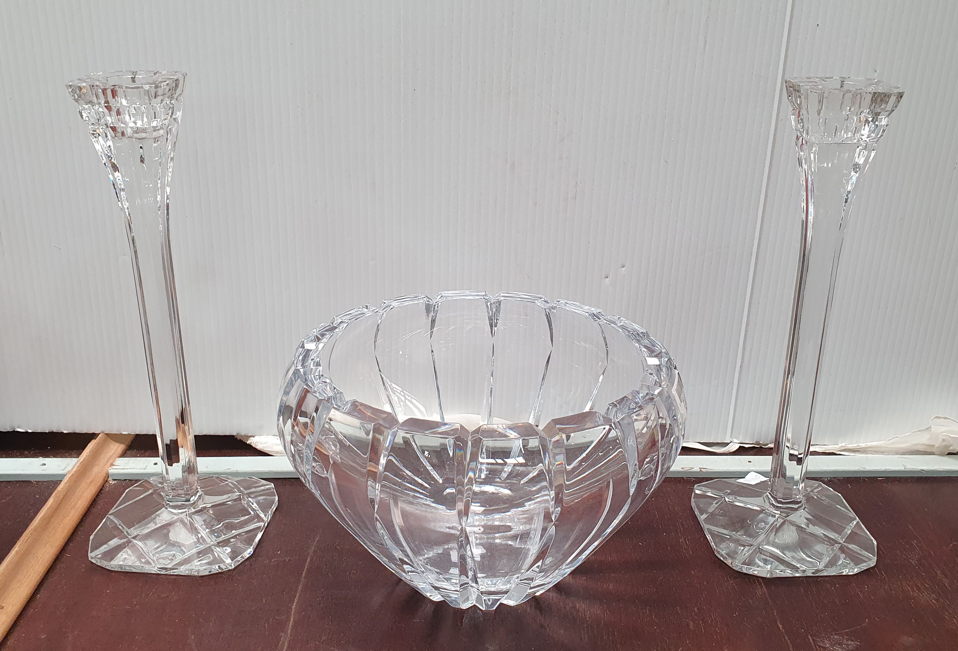 A Mikasa Bowl And A Pair Of Candlesticks