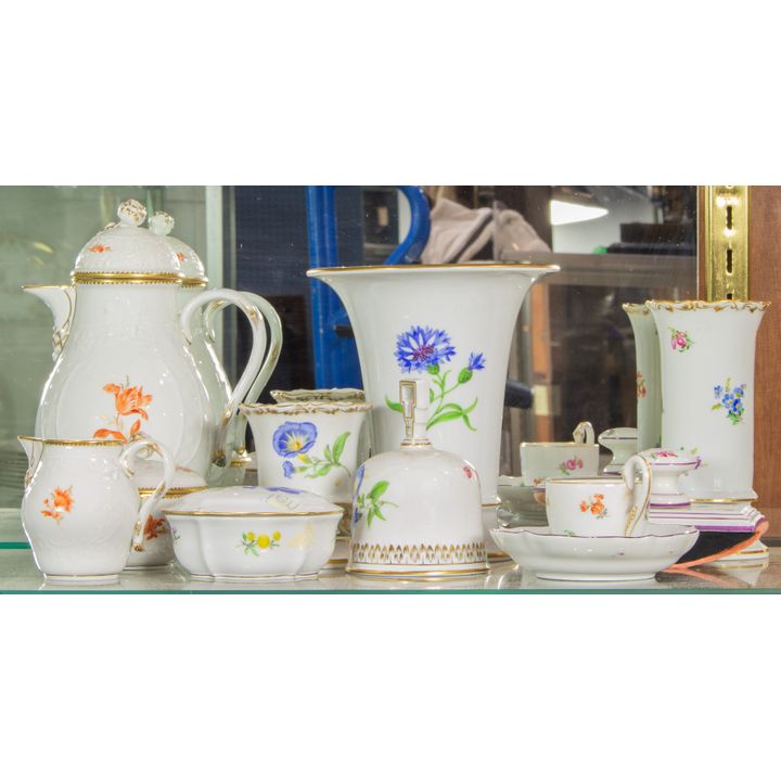 A group of Meissen floral decorated porcelain