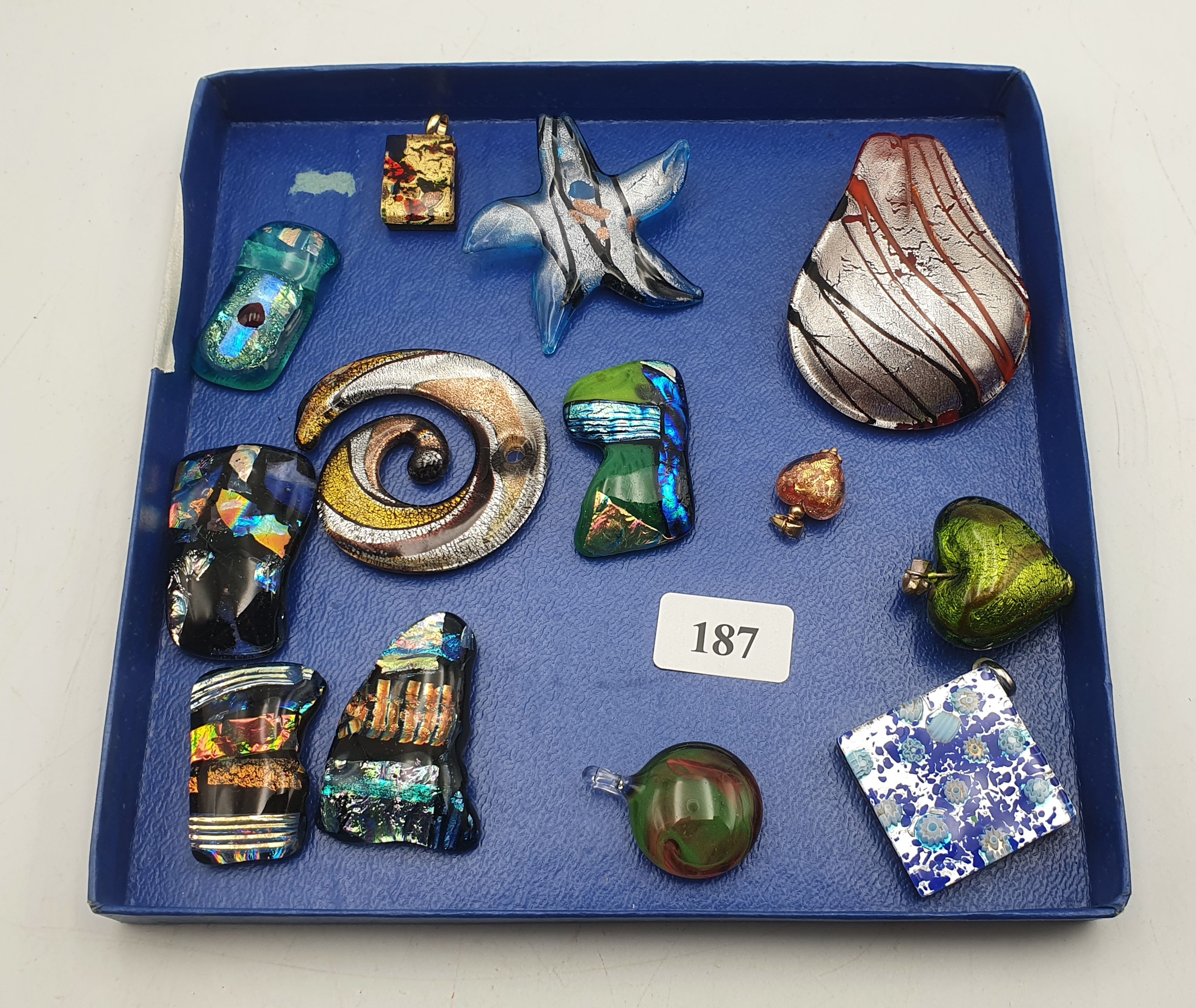 13 Glass Pendants Including Murano