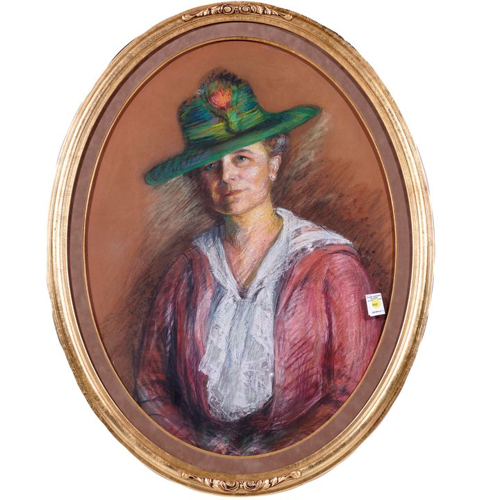 Work on Paper, Portrait of a Lady in a Green Hat (20th century)