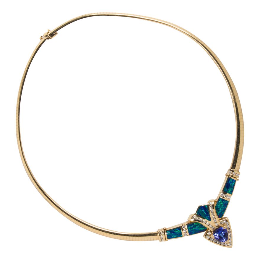 A gem-set and 14k gold necklace