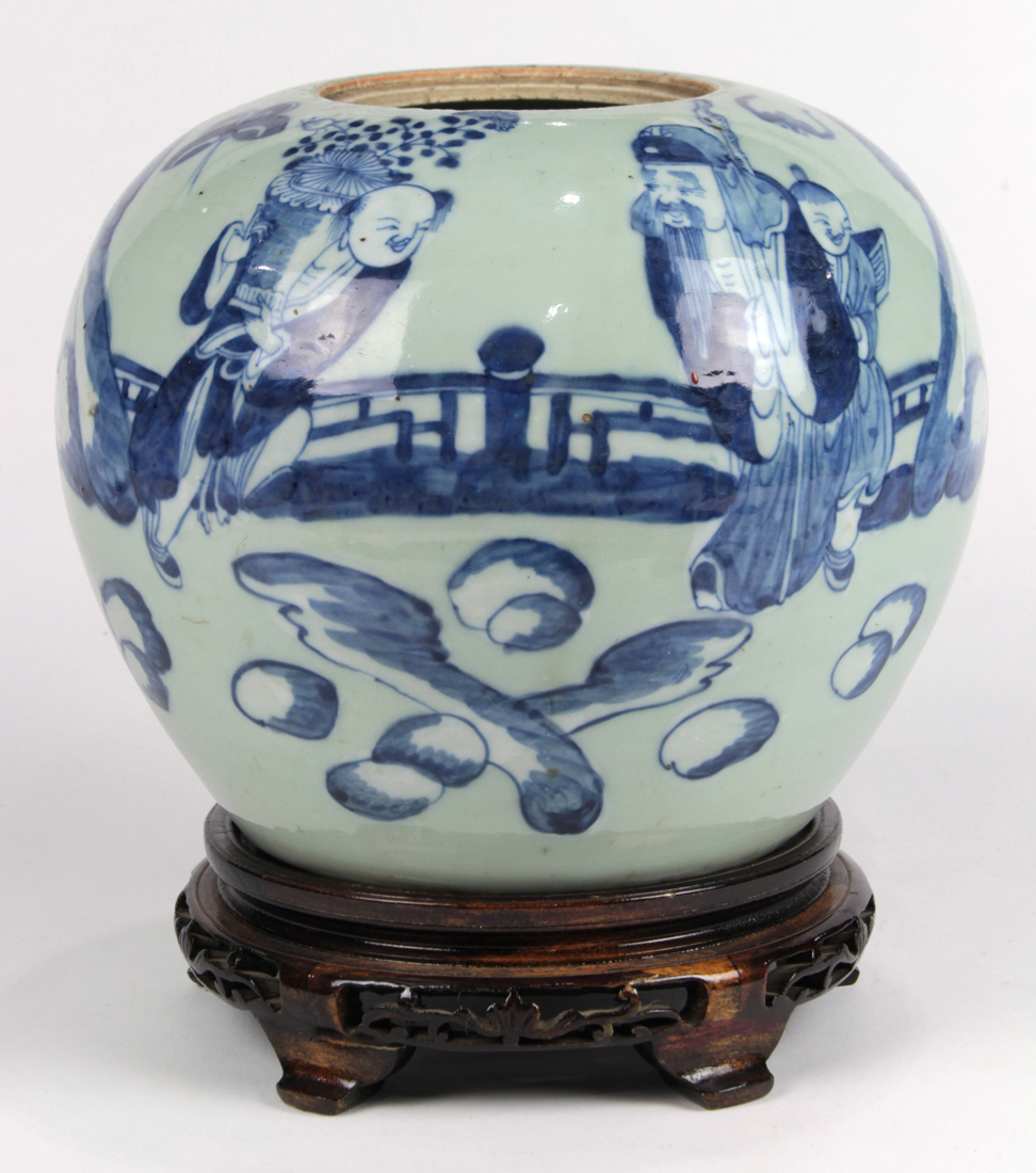 Chinese Underglaze Blue Porcelain Jar, Figures