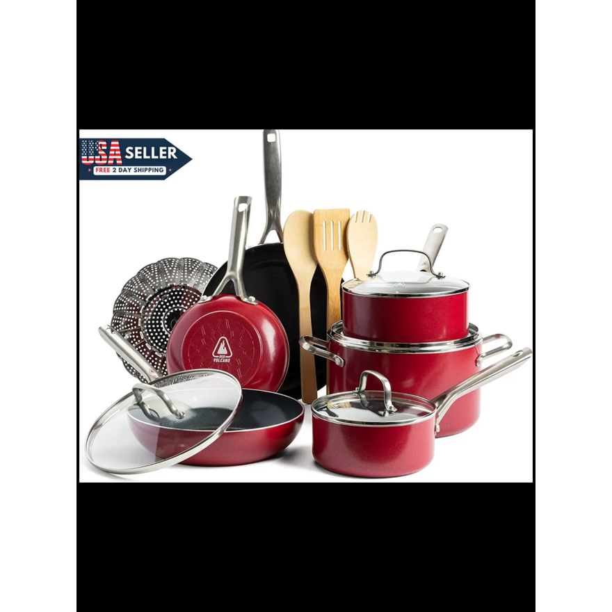 Red Volcano 14Pc. Cookware Set