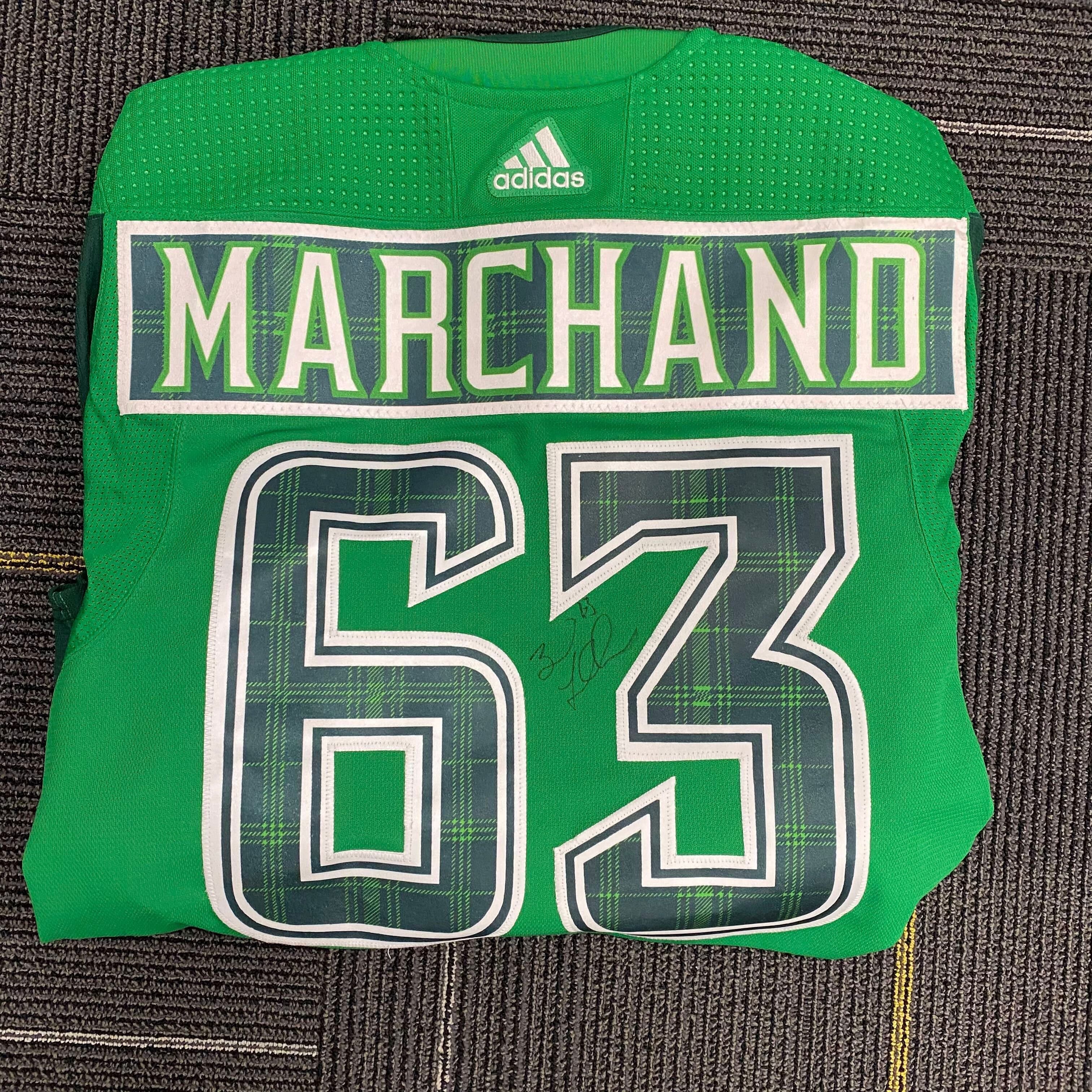 Brad Marchand - Boston Bruins - St. Patricks's Day Warmup-Worn Jersey -  Worn on March 12, 2016 - NHL Auctions