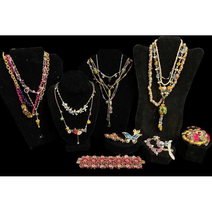 Collection Delicate Vintage Multicolor Beaded Floral and Stone Costume Jewelry