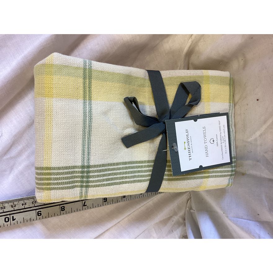 (2pk) Threshold Quality & Design Hand Towels- 15'' x 25'' Green & Yellow