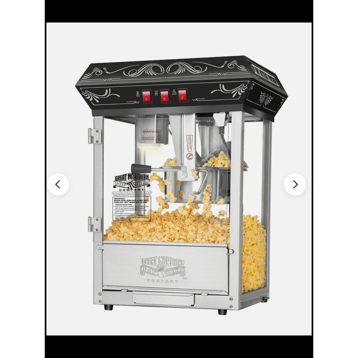 Great Northern Popcorn Black Good Time Popcorn Popper Machine 8oz w/ Popcorn Plastic Boxes, Popcorn Bags & Scoops