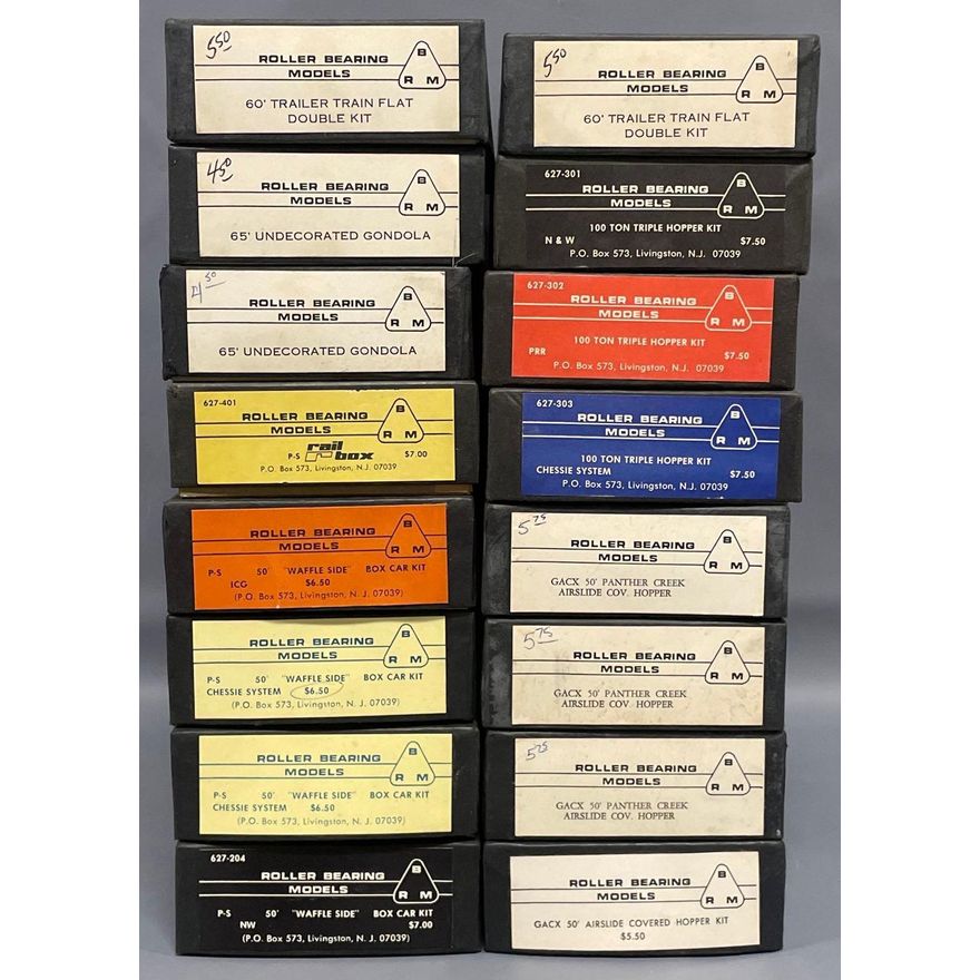 Sixteen Roller Bearing Models HO scale freight car craftsman kits in