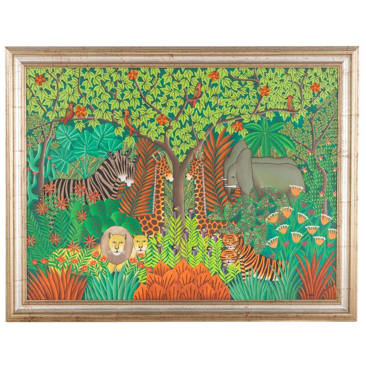 Gabriel Alix. Jungle Scene, oil