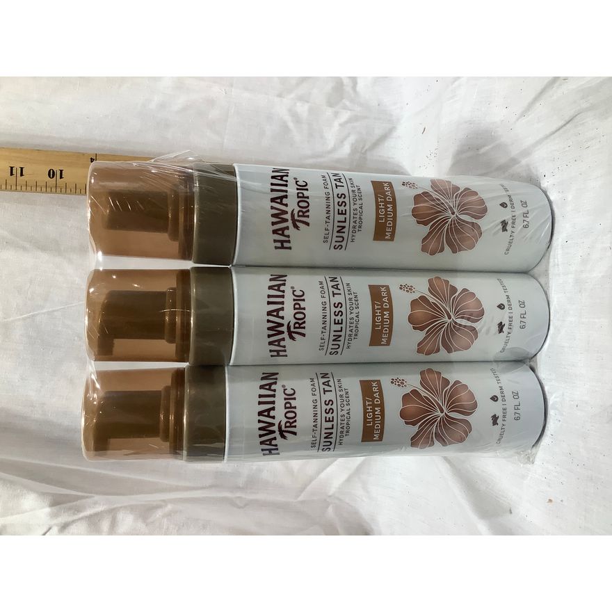 (3) Hawaiian Tropic Sunless Self-Tanning Foam Light/Medium Dark 6.7oz